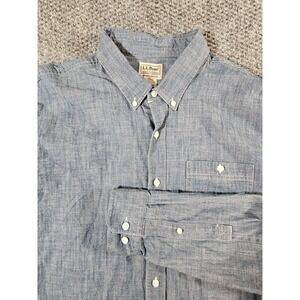 L.L. Bean Dess Shirt Men's Size Large‎ Tall Blue Traditional Fit Cotton Blue